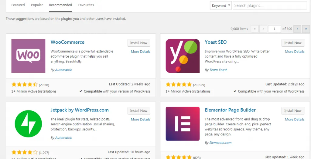 screenshot extensions wordpress-recommandées yoast woocommerce