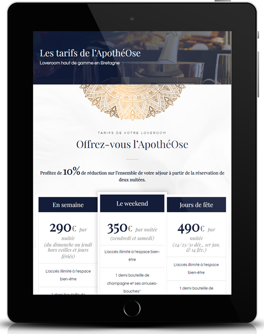 ipad tablet mockup site internet lapotheose.fr
